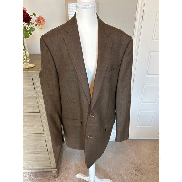 Lauren Ralph Lauren | Brown 100% Wool Mens Single Breasted Blazer | 44L - Picture 3 of 13